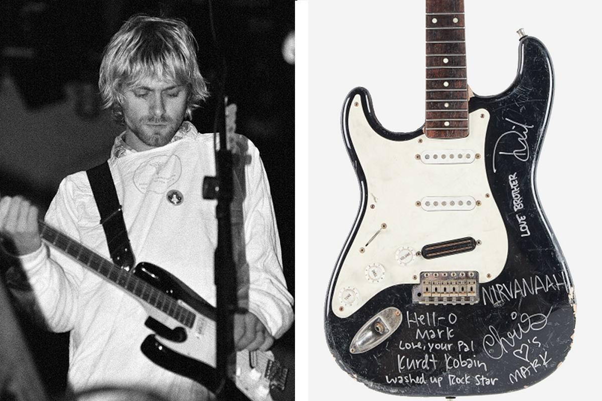 Электрогитара Fender Stratocaster, разбитая Куртом Кобейном, была продана на аукционе Julien’s 20 мая за 595 тысяч долларов.